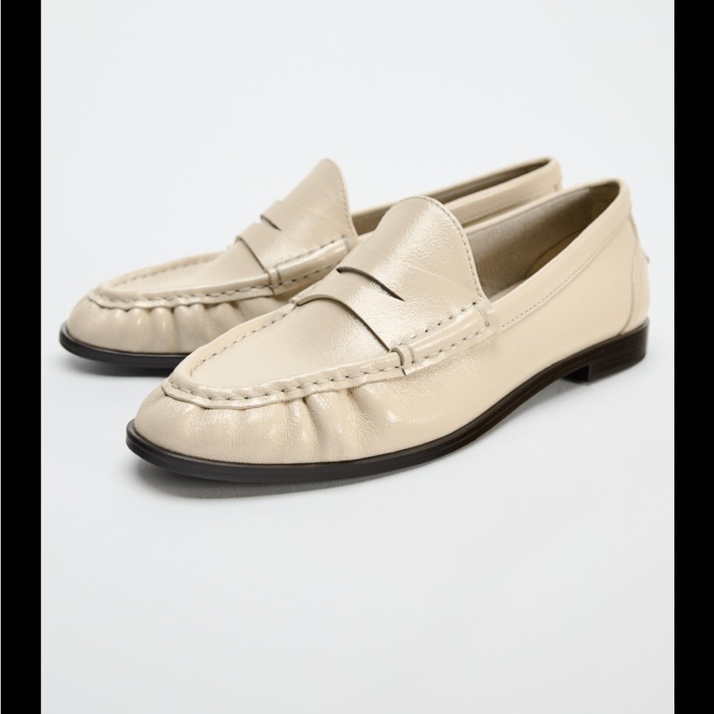 Zara ruched leather loafers